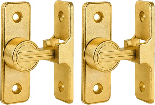 Miniatura 6 de INIRET Paquete de 2 pestillos dorados de 90 grados para puerta de granero, pestillos pesados para puerta corredera de granero