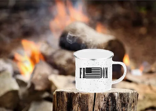 Miniatura 5 de Rogue River Tactical Taza de café esmaltada con bandera de la libertad de los Estados Unidos, regalo para veterano militar o patriótico americano