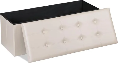 Miniatura 8 de SUPER DEAL Banco otomano plegable de almacenamiento, reposapiés de 30 pulgadas con asiento acolchado, banco de zapatos de entrada para sala