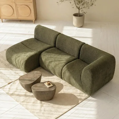 Miniatura 32 de Sofá individual modular curvado, sofá sherpa de espuma de 33 pulgadas, cómodos sofás de peluche para espacios pequeños, sofás modulares modernos