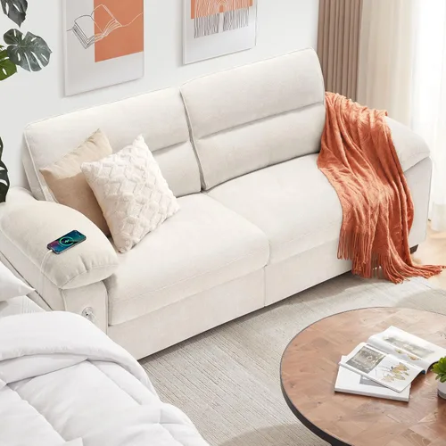 Miniatura 10 de Ihanherry Sofá Moderno de 2 Plazas para Sala de Estar, Sofás de Chenilla con Ancho y Profundidad de Asiento Extra Grandes, Puerto de Carga USB/Tipo