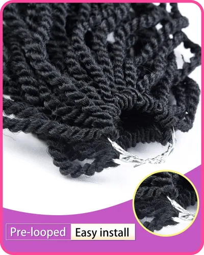 Miniatura 3 de Cabello de ganchillo para niños de 8 pulgadas, cabello de ganchillo para mujeres negras, paquete de 6 paquetes de trenzas senegalesas, extremos