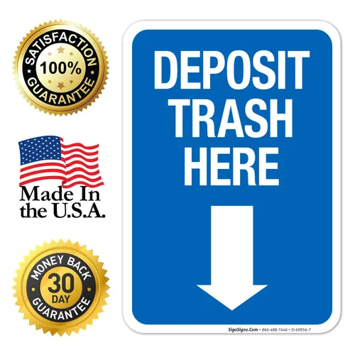 Miniatura 8 de Deposit Trash Here con letrero de flecha hacia abajo, (SI-69956) 10 x 7 pulgadas, calcomanías de vinilo de 4 mil, resistentes a la intemperie