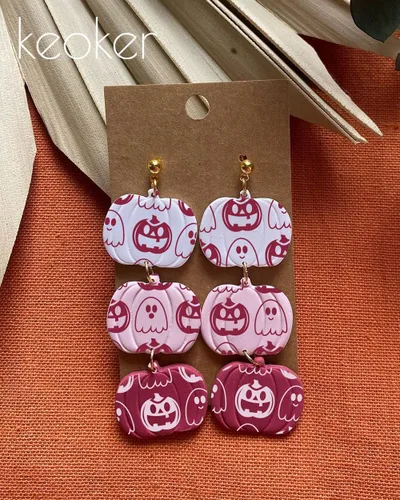Miniatura 9 de KEOKER Pantalla de seda de Halloween para arcilla polimérica, 6 plantillas de pantalla de seda de otoño para arcilla polimérica en arcilla y otras 6