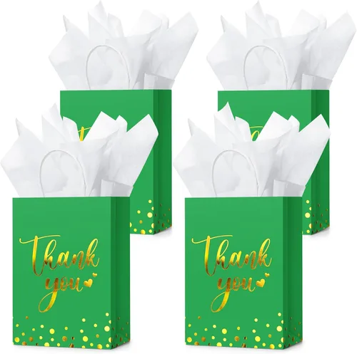 Miniatura 18 de Tinlade 30 bolsas de regalo de agradecimiento con papel de seda dorado con asa para graduación, negocios, compras, boda, ducha, regalos de fiesta