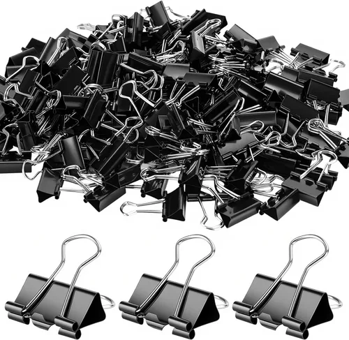 Miniatura 10 de Paquete de 120 mini clips para carpeta, clips negros para carpeta, clips de papel pequeños de 0.591 in 5/8 pulgadas. Clips de oficina