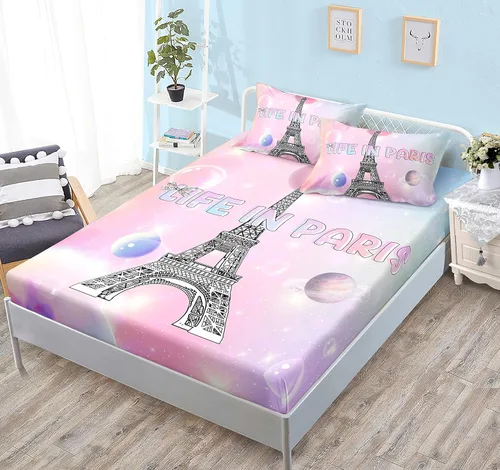 Miniatura 26 de HOSIMA Juego de ropa de cama de 3 piezas para niños, color negro, tamaño individual, sábana bajera ajustable de ajolote de dibujos animados, vida