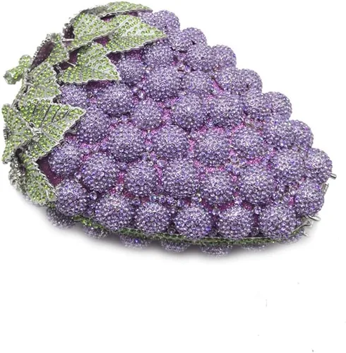 Miniatura 3 de Bolso de mano con diamantes de imitación brillantes para mujer, diseño de uva, para banquete, baile de graduación, bolso de hombro