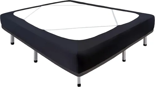 Miniatura 17 de Biscaynebay - Cubierta decorativa para somier tamaño Twin y Twin XL, falda de cama elástica de punto de jersey negro de lujo, envoltura de 4 lados