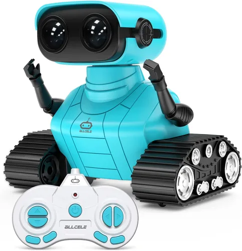 Miniatura 12 de ALLCELE - Robots de juguete, robots RC recargables para niños, juguete con control remoto, tiene música y ojos LED, regalo ideal para niños - Verde