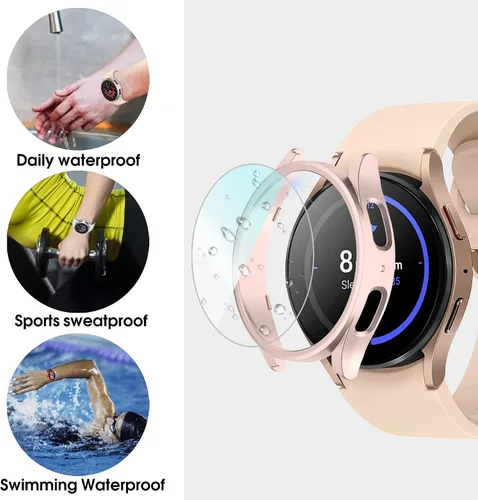 Miniatura 5 de Paquete de 12+4 Fundas para Samsung Galaxy Watch FE/5/4 de 40 mm con Protector de Pantalla de Vidrio Templado, Funda Protectora Resistente a