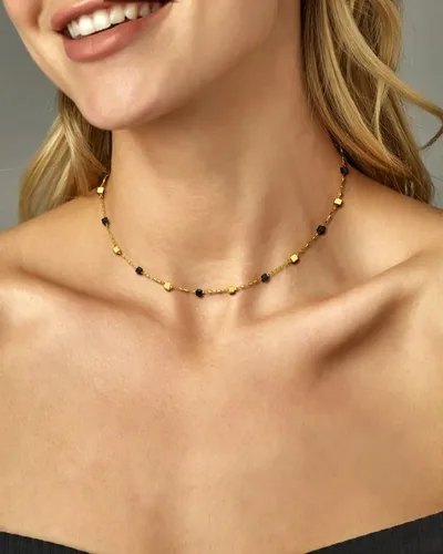 Miniatura 2 de Gargantilla con cuentas, hecha a mano, gargantilla de piedra de cristal curativo, collares de piedras preciosas bohemias, collares dorados de verano