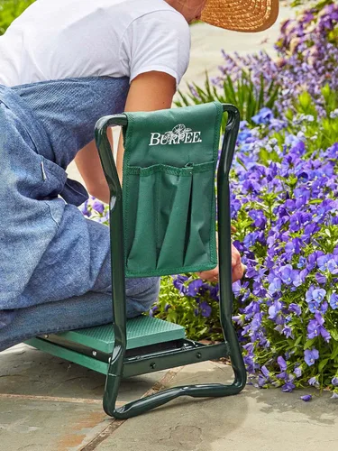 Miniatura 6 de Burpee Asiento de jardín multifunción con cojín acolchado y bolsa de herramientas desmontable, taburete de jardín versátil con marco plegable, ideal