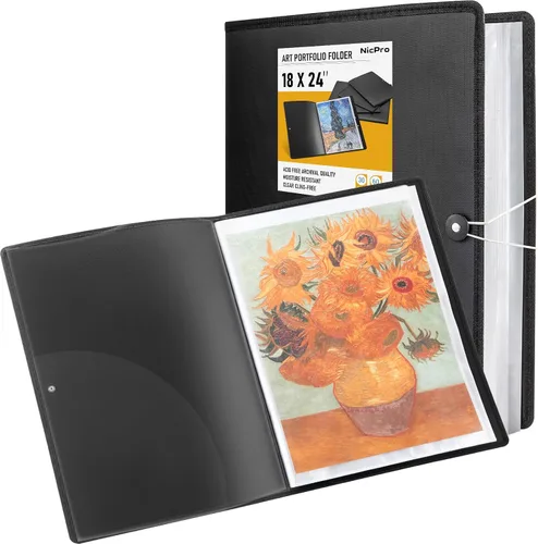 Miniatura 10 de Nicpro Portafolio de arte de 11 x 17 pulgadas, carpeta grande mejorada para obras de arte con 30 bolsillos, 60 páginas, carpeta de libro
