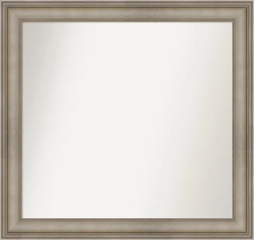 Miniatura 147 de Amanti Art Espejo de baño plateado para sobre el fregadero, 26 x 26 pulgadas, espejo cuadrado de plata antigua, marco de madera tradicional mediano