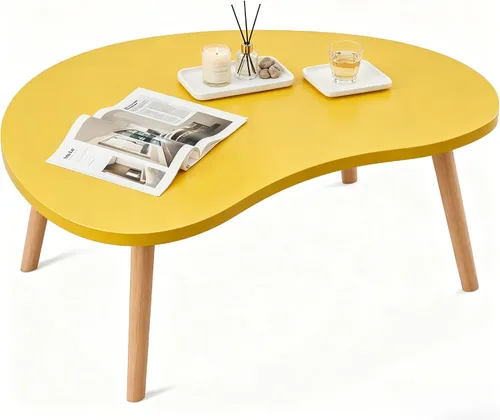 Miniatura 16 de Mesa auxiliar pequeña, mesa baja con patas de madera maciza, mesa auxiliar ovalada de 23.6 pulgadas, mesa auxiliar auxiliar de pie para sentarse