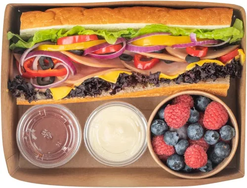 Miniatura 13 de Restaurantware Bio Tek - Bandejas de hamburguesas de 8.4 x 6 x 3.5 pulgadas, 100 bandejas de papel desechables para alimentos, bandejas de papel