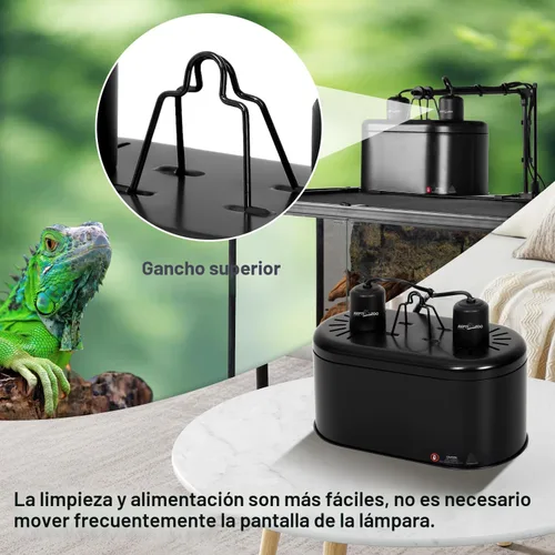 Miniatura 6 de REPTI ZOO Lámpara de doble reptil para reptil Dome UVB, reflector de reptil, tapa de lámpara de cúpula de doble reptil, diseño de integración