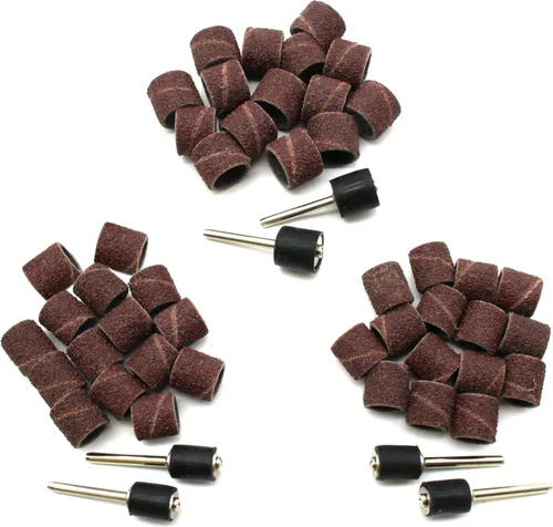 Miniatura 6 de TEMO 100 piezas de tambor de arena de 1/4 de pulgada de grano 60 grueso con 2 PC 1/8 pulgadas mandril para herramientas rotativas Dremel