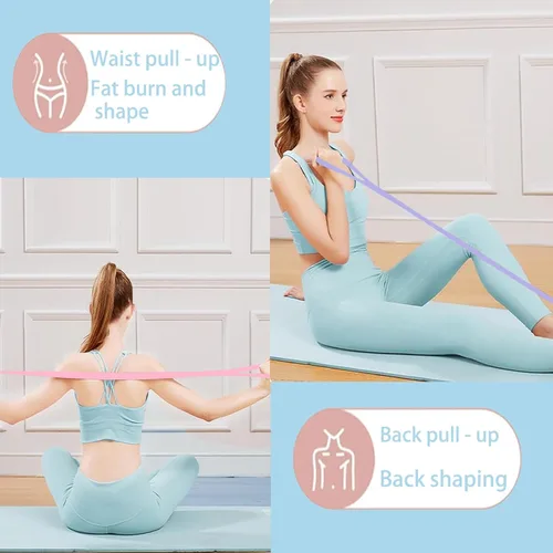 Miniatura 7 de Figura 8 bandas de resistencia para yoga, pilates y fitness, banda elástica de resistencia para brazos, espalda, hombros y pecho, equipo de pilates