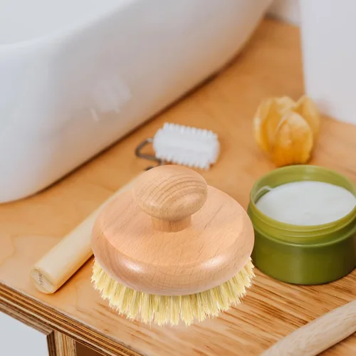Miniatura 8 de Cepillo de ducha con mango para la espalda, exfoliante corporal de madera, cepillo de ducha de baño para cepillado húmedo o seco