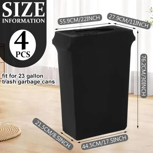 Miniatura 2 de Windyun 4 piezas de 23 galones de elastano estirable para basureros para bodas, fiestas, decoración de recaudación de fondos para el hogar y el Negro