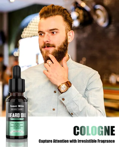 Miniatura 5 de ISNER MILE Kit de aceite para barba: regalos para hombres, papá, novio, acondicionador de bigotes, suaviza, fuerza con sándalo, ron de laurel