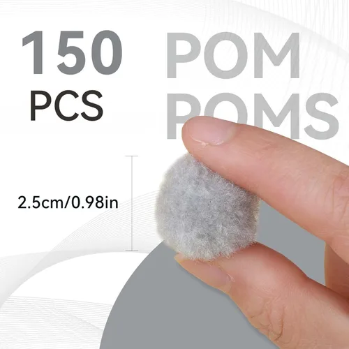 Miniatura 2 de MORFEN 150 Piezas Pompones, Pompones de Manualidades Gris Claro de 1 Pulgada, Bolas de Pompón Esponjosas, Pequeñas Bolas de Pompón para Artes DIY