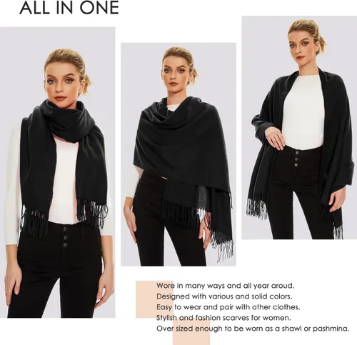 Miniatura 2 de Mantones de manta para mujer, estampado de invierno con parte delantera abierta, chales a cuadros para mujer