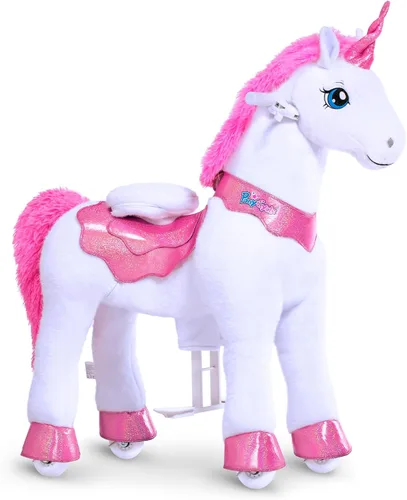 PonyCycle Juguetes de unicornio para montar para niñas Pony de montar unicornio rosa balancín (con freno/ 35.4" de altura/Tamaño 4 para edad 4-7)
