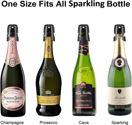 Miniatura 5 de HYZ Tapones para champán, paquete de 2, tapón de botella de vino espumoso de acero inoxidable con sello hermético de silicona pura, protector