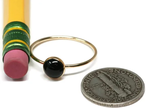 Miniatura 3 de Salish Sea Inspirations 6mm Black Onyx 14K Gold Filled Skinny Ring Sizes 5-8