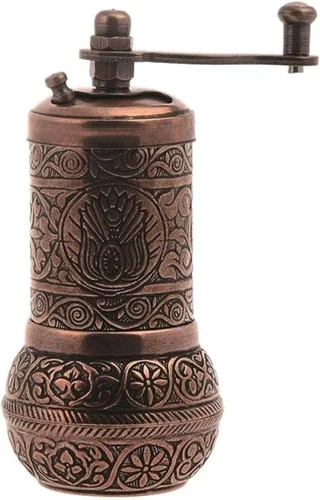 Molinillo manual de cobre antiguo para granos de café árabes griegos turcos y sal de pimienta de especias, latón