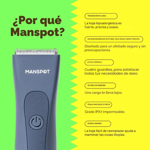 Miniatura 2 de MANSPOT Afeitadora eléctrica para ingle, recortadores de acabado capilar, juego de afeitado y aseo para hombres con 4 protectores y cabezales