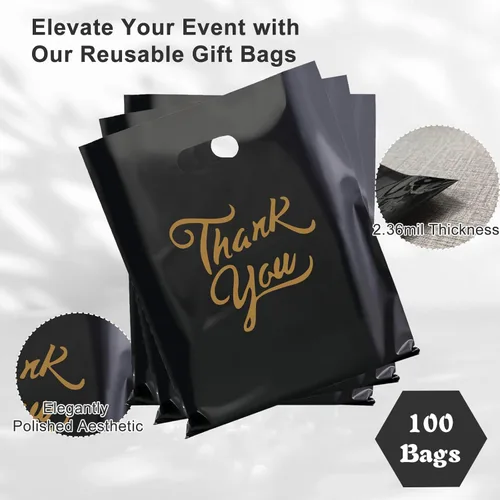 Miniatura 3 de Gute paquete de 100 bolsas para mercancía con texto "Thank You" - extra gruesas 2,36 mil al por mayor al por menor para venta al por menor