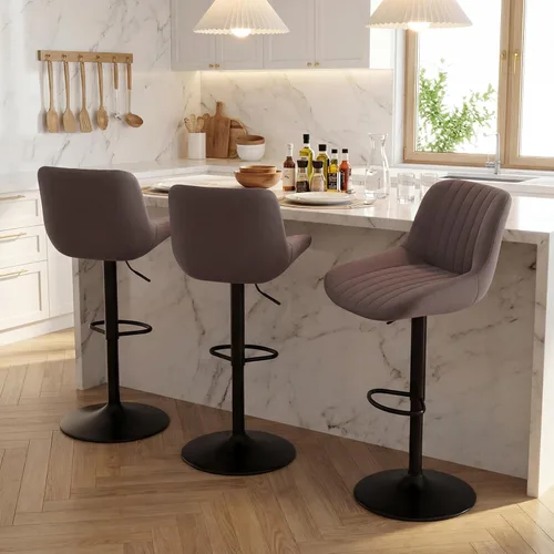 Miniatura 22 de Nalupatio Juego de 1 taburetes de bar, taburetes de bar giratorios modernos ajustables con respaldo, sillas de isla de tela de rendimiento de altura