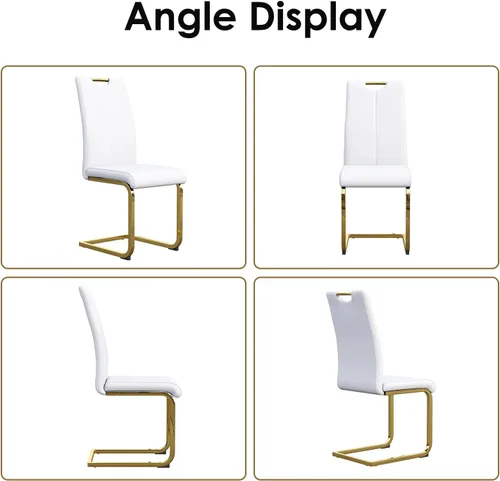 Miniatura 6 de Juego de 2 sillas de comedor, modernas sillas de comedor de piel sintética, sillas tapizadas para cocina, comedor, respaldo alto ergonómico