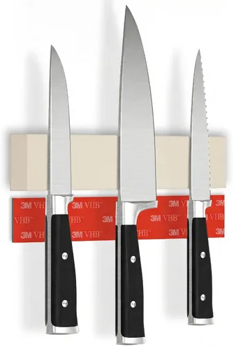 Miniatura 20 de Portacuchillos magnético para pared, 10" no requiere perforación, incluye cinta autoadhesiva, extra fuerte para sujetar cuchillos – Tira magnética