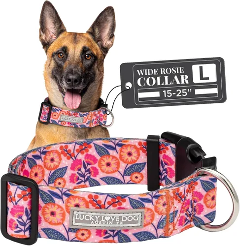 Miniatura 28 de Lucky Love Dog Collar Ancho para Perros - Collar Ajustable, Duradero, Tejido Suave y Cómodo de 1.5 Pulgadas de Ancho para Perros Machos y Hembras