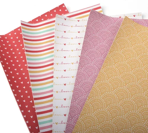 Miniatura 5 de David accessories Hojas de tela de cuero sintético con estampado de corazón arcoíris, 5 piezas de 7.7 x 12.9 pulgadas
