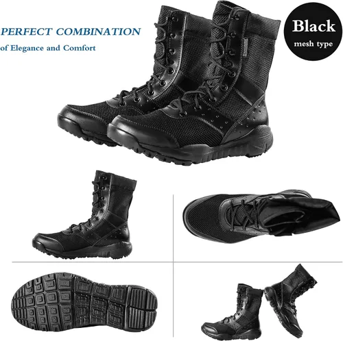 Miniatura 5 de WWOODTOMLINSON Men's LD Lightweight Combat Boots MicrofiberSuede Leather Military Tactical Boots