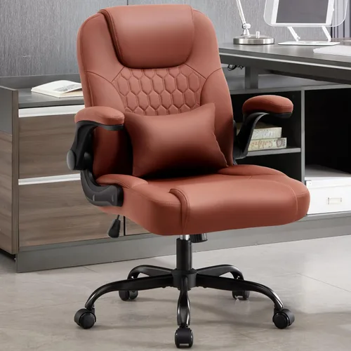 Miniatura 10 de Silla ejecutiva de oficina Nexthro de PU, silla de oficina de cuero con ruedas, silla giratoria de 360° con brazos acolchados, silla ergonómica