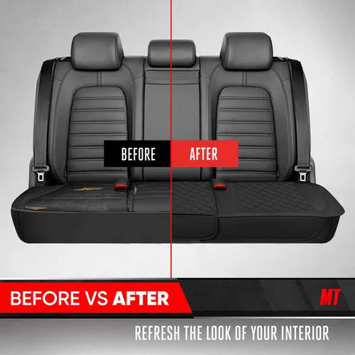 Miniatura 7 de Motor Trend - Cojín de asiento trasero, funda de piel sintética con costuras en diamante para automóvil, camión y SUV, acolchado, impermeable, Negro
