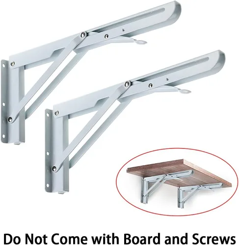 Miniatura 3 de Sumnacon - Soportes plegables y resistentes para estantería, escuadras de metal macizas, soportes plegables para estante, 2 unidades de soportes