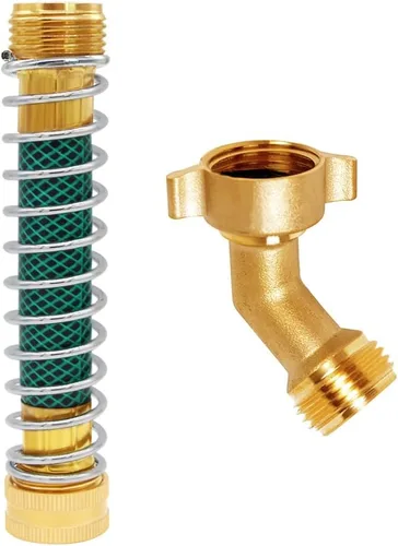 Uenede Kit de adaptador de conector de manguera de jardín giratorio de latón de 3/4 pulgadas de rosca GHT de 5.5 pulgadas de longitud y conector de