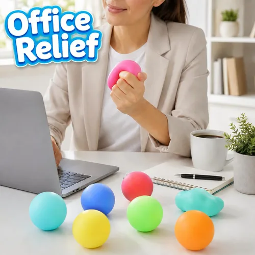Miniatura 5 de Paquete de 8 pelotas para el estrés de aumento lento, juguetes antiestrés para aliviar el estrés, juguetes elásticos para niños y adultos, caja