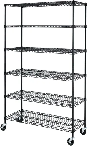 Miniatura 29 de BestOffice Estantes de almacenamiento de alambre de 5 niveles con ruedas 14x30x60 Cromo Estantes ajustables Estante de metal resistente