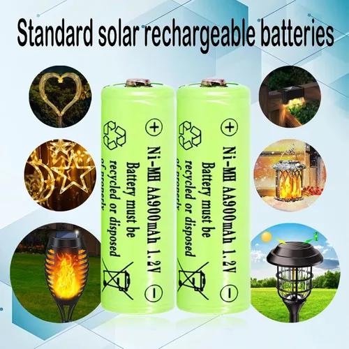 Miniatura 3 de 1.2 voltios AA tamaño 900mAh pilas solares recargables de luz solar, doble A NIMH de gama alta para luces solares al aire libre, tira de luces LED