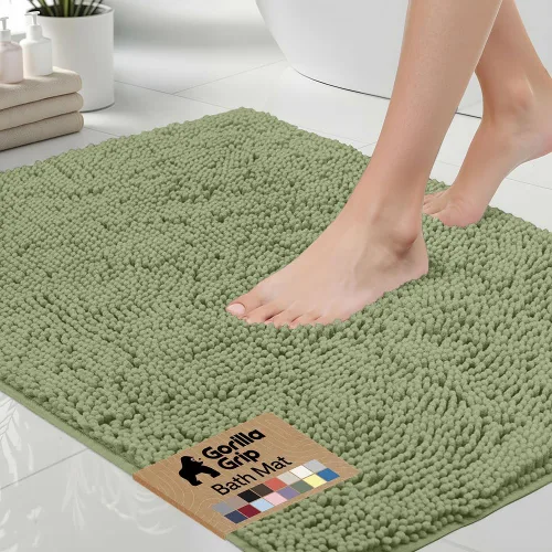 Miniatura 91 de Gorilla Grip - Tapete de baño afelpado, absorbente, peludo, de felpilla, para base de inodoro cuadrada, reverso de goma, suave, de microfibra, claro