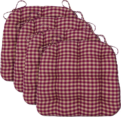 Miniatura 59 de Barnett Home Decor Ticking Stripe Berlin Blue - Almohadilla para silla de comedor con lazos, tamaño mediano 18, relleno de espuma de látex, lavable